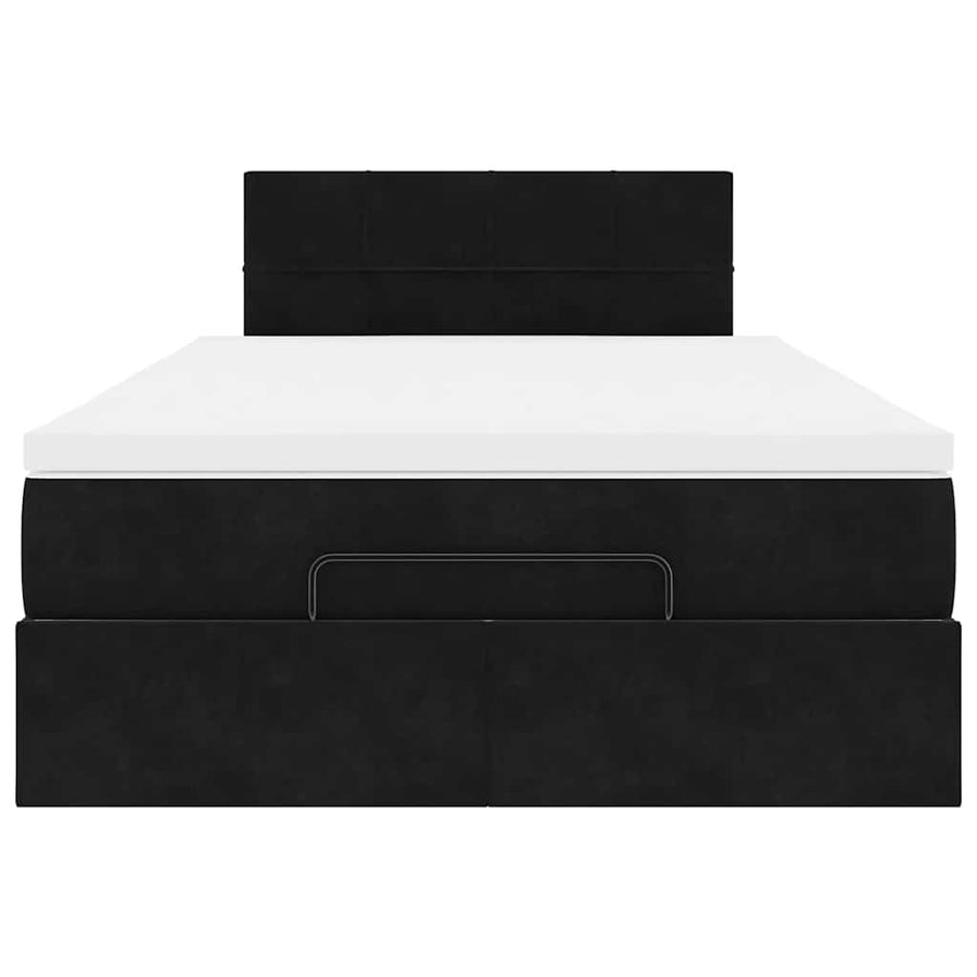 Ottoman Bed with Mattress Black King Single Velvet