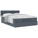 Ottoman Bed with Mattress Dark Grey Double Velvet - Top-Down View
