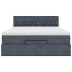 Ottoman Bed with Mattress Dark Grey Double Velvet