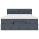 Ottoman Bed with Mattress Dark Grey Double Velvet - 45-Degree Angle
