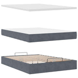 Ottoman Bed with Mattress Dark Grey Double Velvet - Rear View