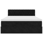 Ottoman Bed with Mattress Black Double Velvet
