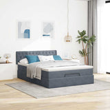 Ottoman Bed with Mattress Dark Grey Queen Velvet