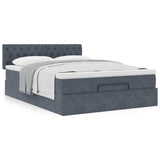 Ottoman Bed with Mattress Dark Grey Queen Velvet - Top-Down View