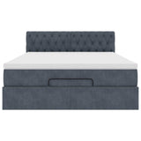 Ottoman Bed with Mattress Dark Grey Queen Velvet