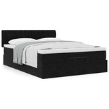 Ottoman Bed with Mattress Black Queen Velvet - Top-Down View