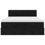 Ottoman Bed with Mattress Black Queen Velvet - Close-Up Angle
