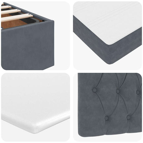 Ottoman Bed with Mattress Dark Grey King Single Velvet, image 10