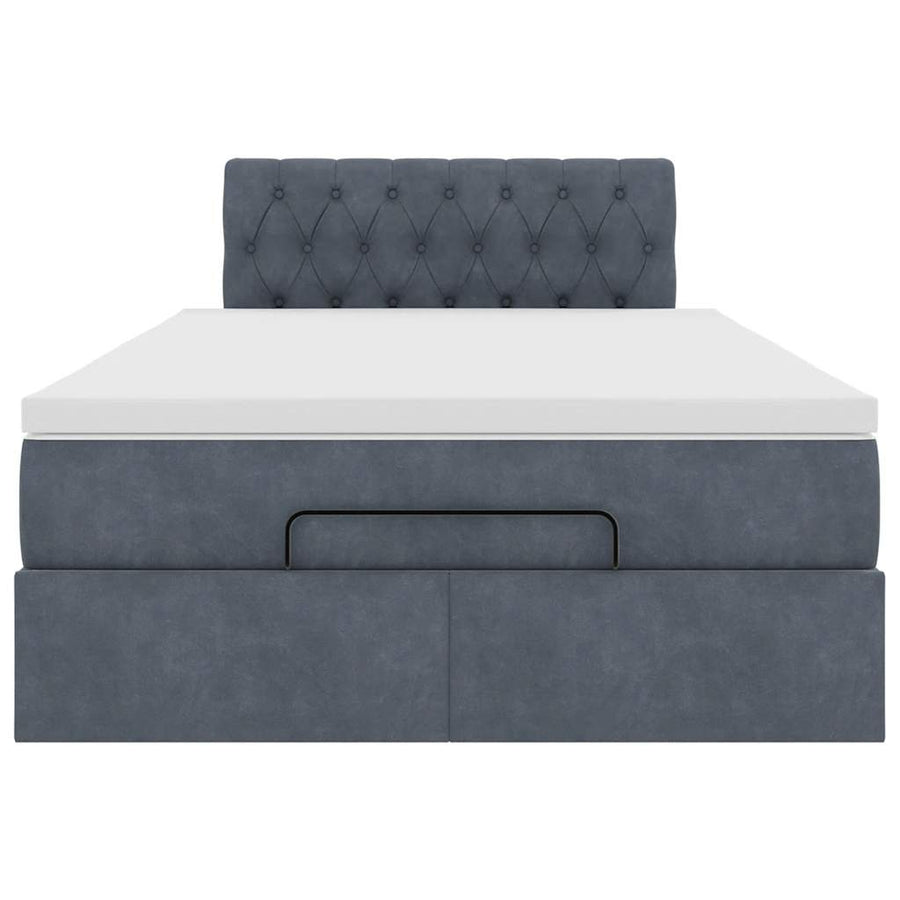 Ottoman Bed with Mattress Dark Grey King Single Velvet