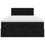 Ottoman Bed with Mattress Black King Single Velvet
