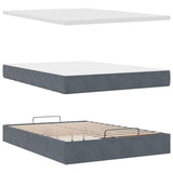 Ottoman Bed with Mattress Dark Grey Double Velvet - Low Angle