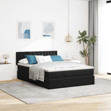 Ottoman Bed with Mattress Black Double Velvet - Side View