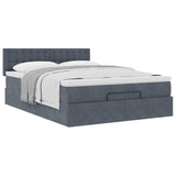Ottoman Bed with Mattress Dark Grey Queen Velvet - 45-Degree Angle