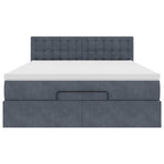 Ottoman Bed with Mattress Dark Grey Queen Velvet