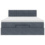 Ottoman Bed with Mattress Dark Grey Queen Velvet - Close-Up Angle