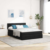 Ottoman Bed with Mattress Black Queen Velvet - Side View
