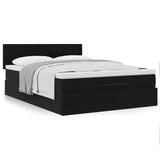Ottoman Bed with Mattress Black Queen Velvet - Top-Down View