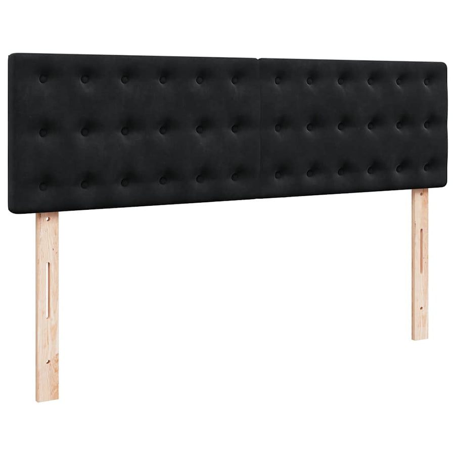 Ottoman Bed with Mattress Black Queen Velvet
