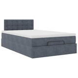 Ottoman Bed with Mattress Dark Grey King Single Velvet - Rear View