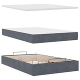 Ottoman Bed with Mattress Dark Grey King Single Velvet - Low Angle