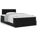 Ottoman Bed with Mattress Black King Single Velvet - Top-Down View