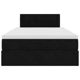 Ottoman Bed with Mattress Black King Single Velvet - Close-Up Angle