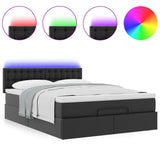 Ottoman Bed with Mattresses & LEDs Black Double Faux Leather - 45-Degree Angle