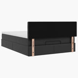 Ottoman Bed with Mattresses & LEDs Black Double Faux Leather - Extra Image