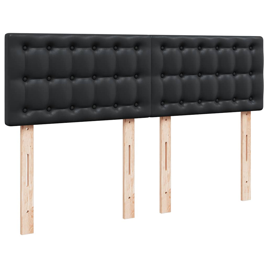 Ottoman Bed with Mattresses & LEDs Black Queen Faux Leather