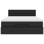 Ottoman Bed with Mattresses & LEDs Black Queen Faux Leather