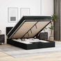Ottoman Bed with Mattresses & LEDs Black Queen Faux Leather