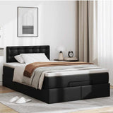 Ottoman Bed with Mattresses & LEDs Black King Single Faux Leather - Top-Down View
