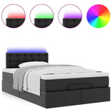 Ottoman Bed with Mattresses & LEDs Black King Single Faux Leather - 45-Degree Angle