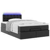 Ottoman Bed with Mattresses & LEDs Black King Single Faux Leather - Rear View