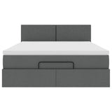 Ottoman Bed with Mattress & LEDs Dark Grey Double Fabric