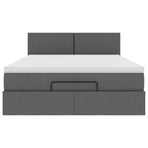 Ottoman Bed with Mattress & LEDs Dark Grey Double Fabric