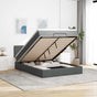 Ottoman Bed with Mattress & LEDs Dark Grey Double Fabric