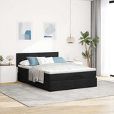 Ottoman Bed with Mattress & LEDs Black Double Fabric - Top-Down View