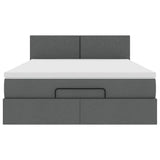 Ottoman Bed with Mattress & LEDs Dark Grey Queen Fabric
