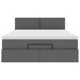 Ottoman Bed with Mattress & LEDs Dark Grey Queen Fabric - Low Angle