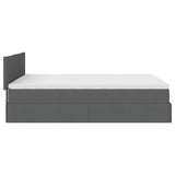 Ottoman Bed with Mattress & LEDs Dark Grey Queen Fabric - Extra Image