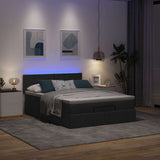 Ottoman Bed with Mattress & LEDs Black Queen Fabric - Side View