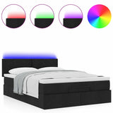 Ottoman Bed with Mattress & LEDs Black Queen Fabric - 45-Degree Angle