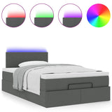 Ottoman Bed with Mattress & LEDs Dark Grey King Single Fabric - 45-Degree Angle