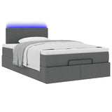 Ottoman Bed with Mattress & LEDs Dark Grey King Single Fabric - Rear View