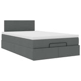 Ottoman Bed with Mattress & LEDs Dark Grey King Single Fabric - Close-Up Angle