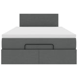 Ottoman Bed with Mattress & LEDs Dark Grey King Single Fabric