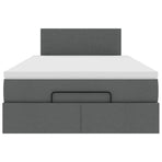 Ottoman Bed with Mattress & LEDs Dark Grey King Single Fabric
