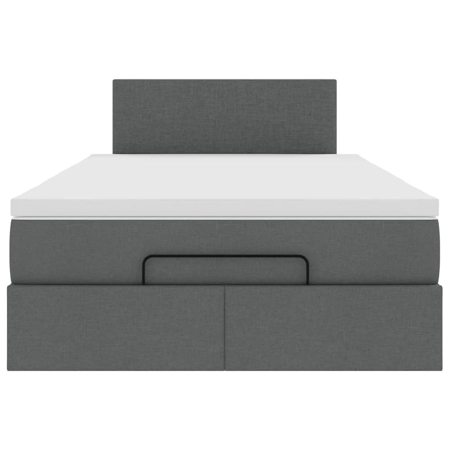 Ottoman Bed with Mattress & LEDs Dark Grey King Single Fabric