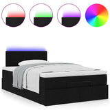 Ottoman Bed with Mattress & LEDs Black King Single Fabric - 45-Degree Angle